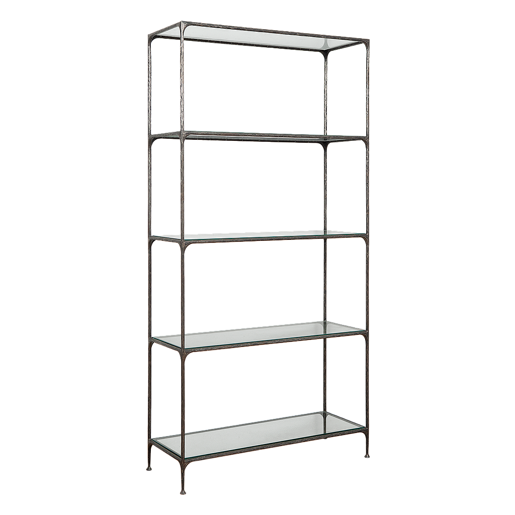 ASTHESIO - Hand-hammered metal shelf L100 x H205 - Aged anthracite