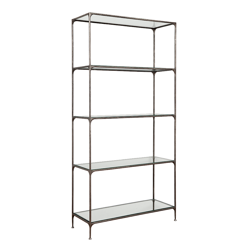 ASTHESIO - Hand-hammered metal shelf L100 x H205 - Aged silver