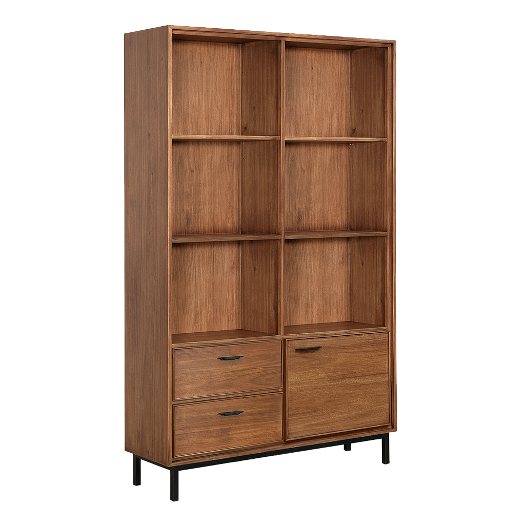 DANN - Bookcase L100 x H190- Amber and Matt black