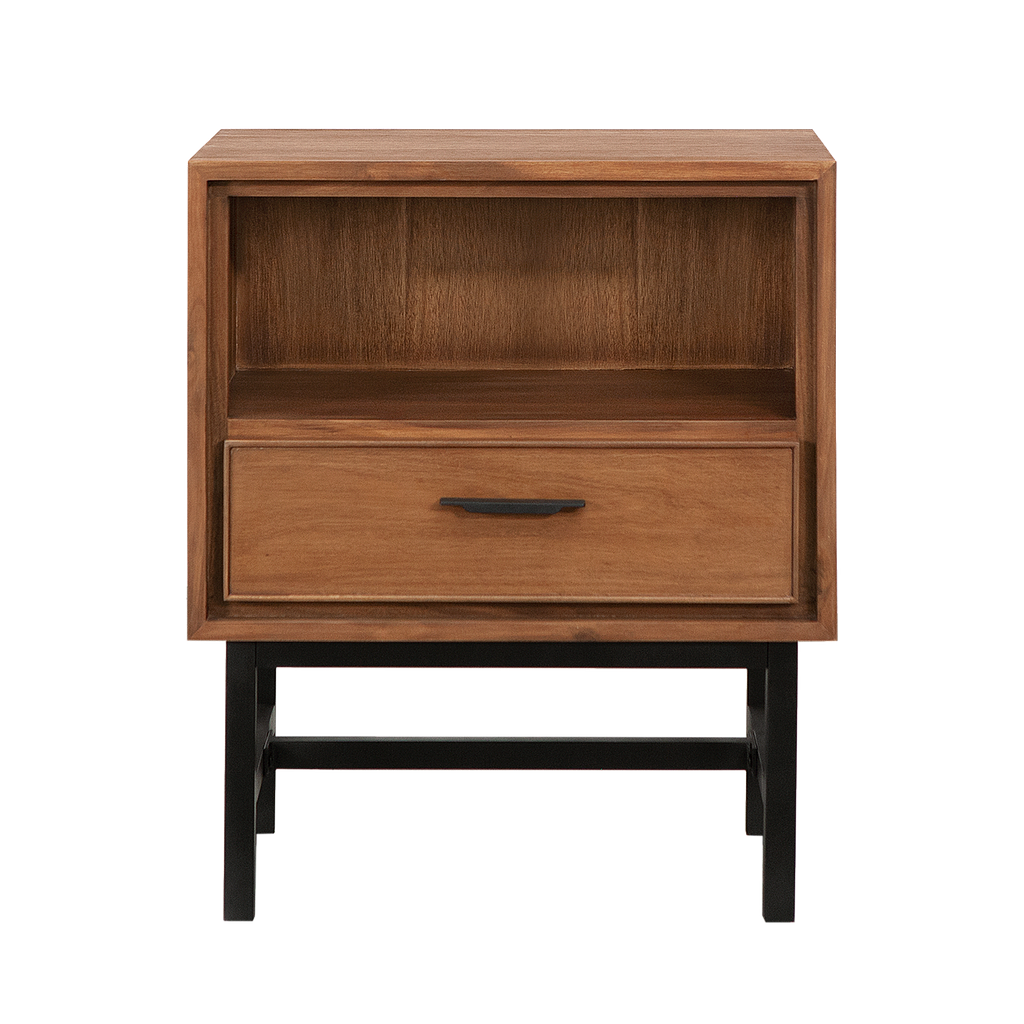 DANN - Bedside table - Amber and Matt black