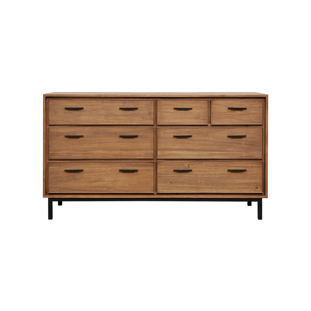 DANN - Chest of drawers L140 x H80 - Amber and Matt black