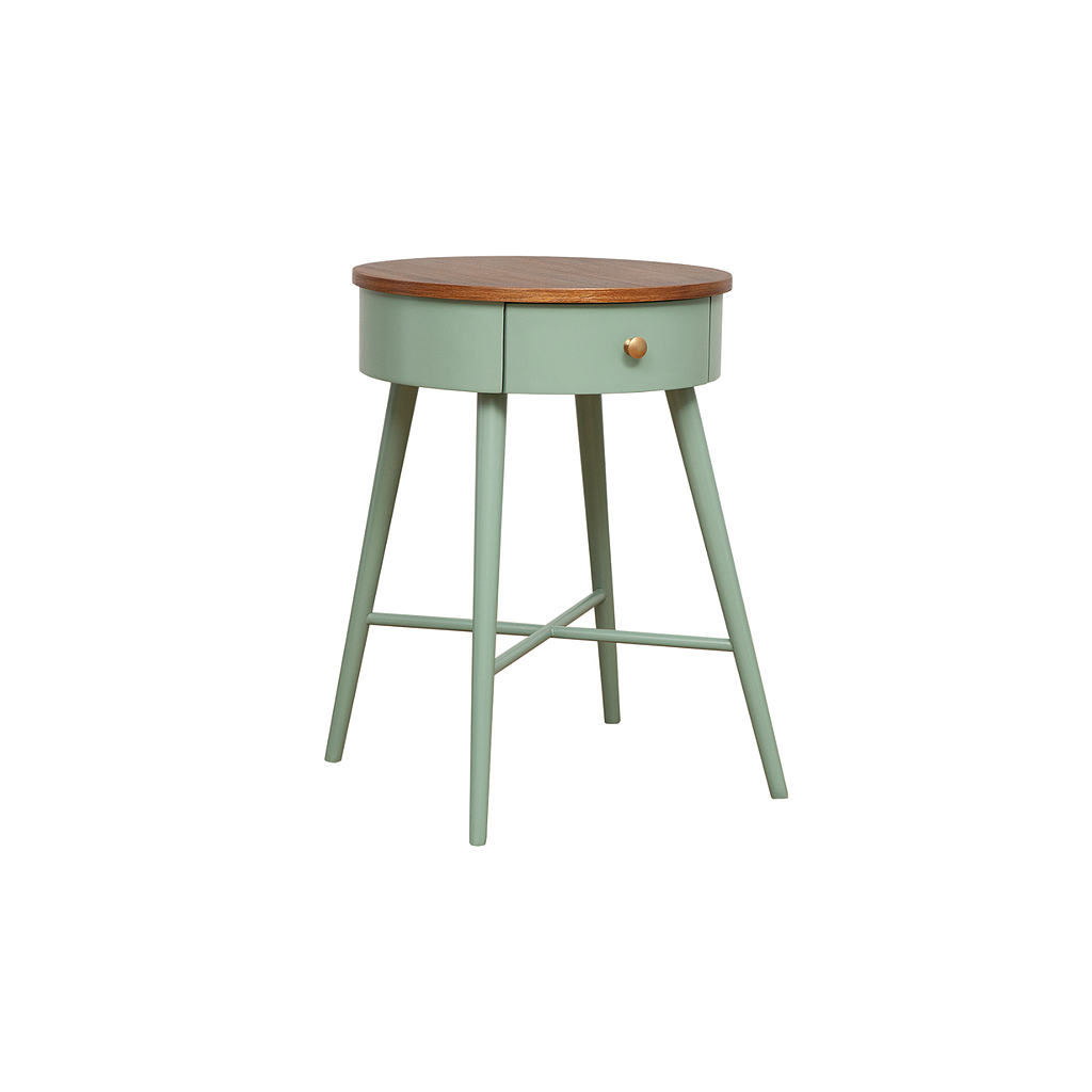 AGHATE - Round bedside table H60 - Mint and Washed antic