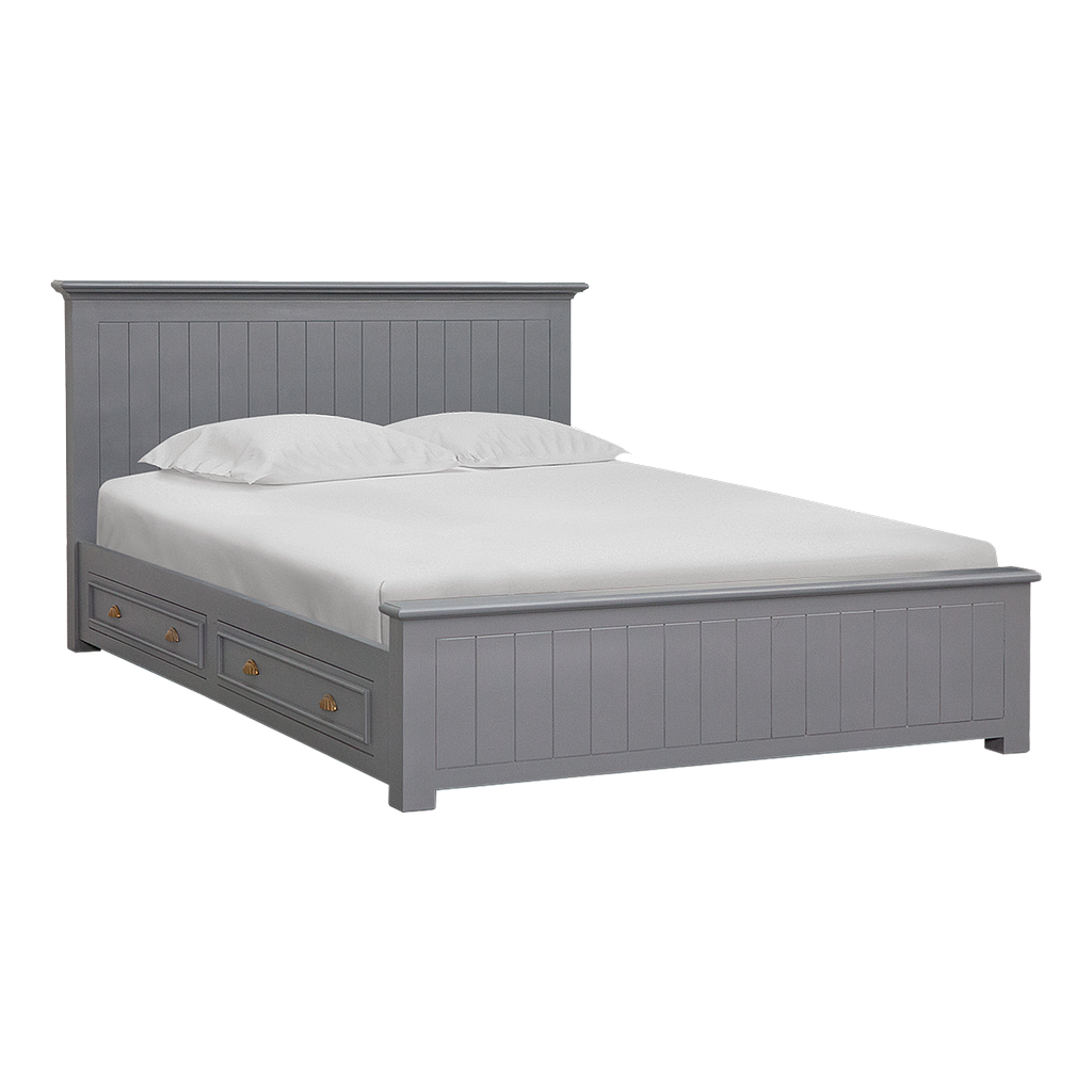 NEIL - Double size Bed / 4-drawers (Mattress 140 x 200) - Pearl grey