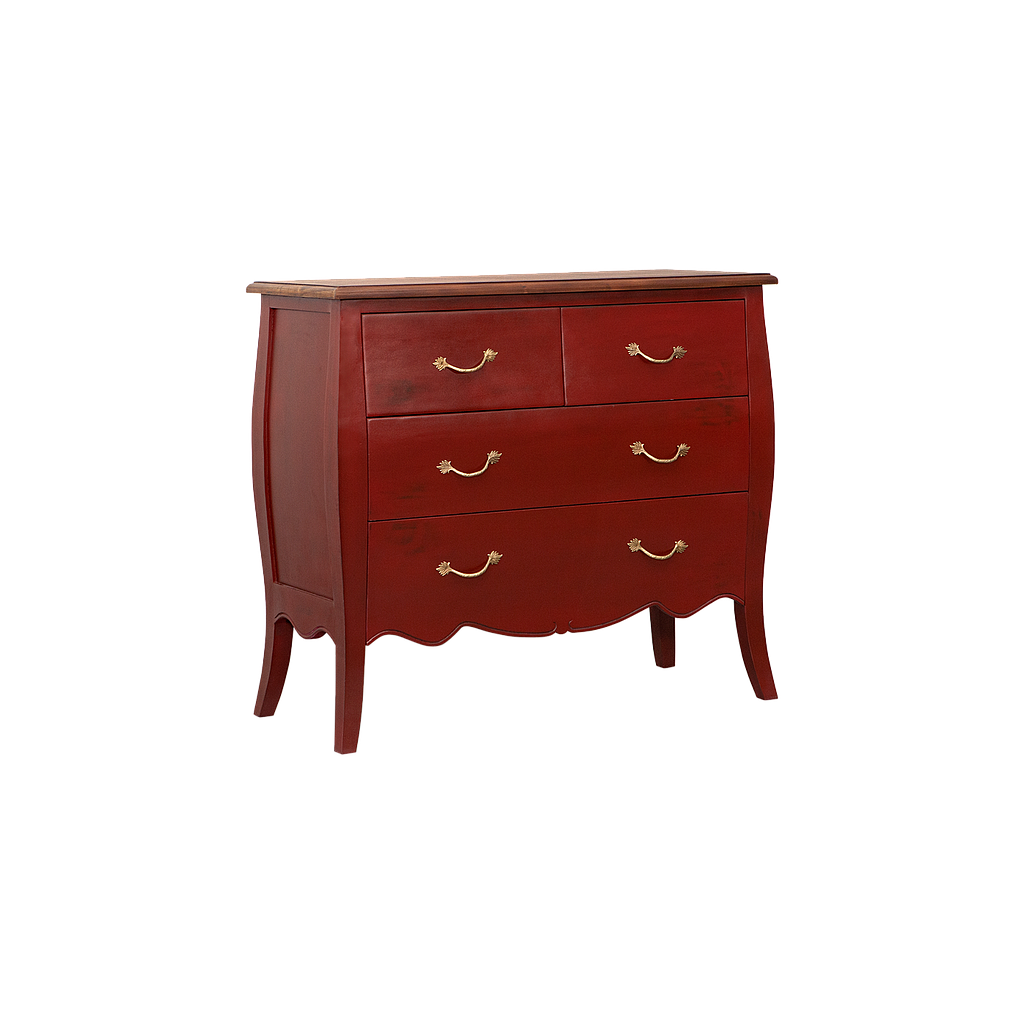 CLARCK - Chest of drawers L108 x H95 - Patina chinese red and Washed antic