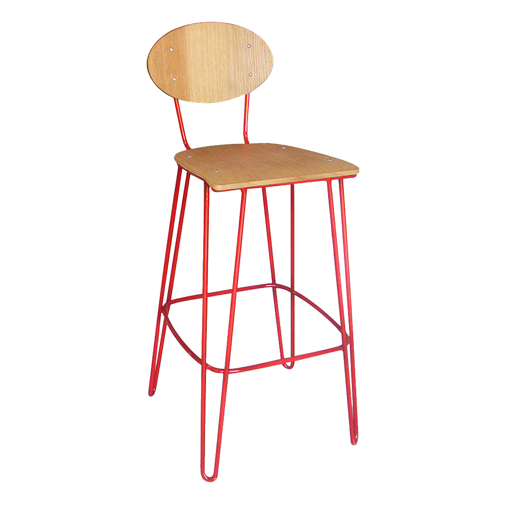 CECIL - Bar chair H102 - Chinese red and Natural oak