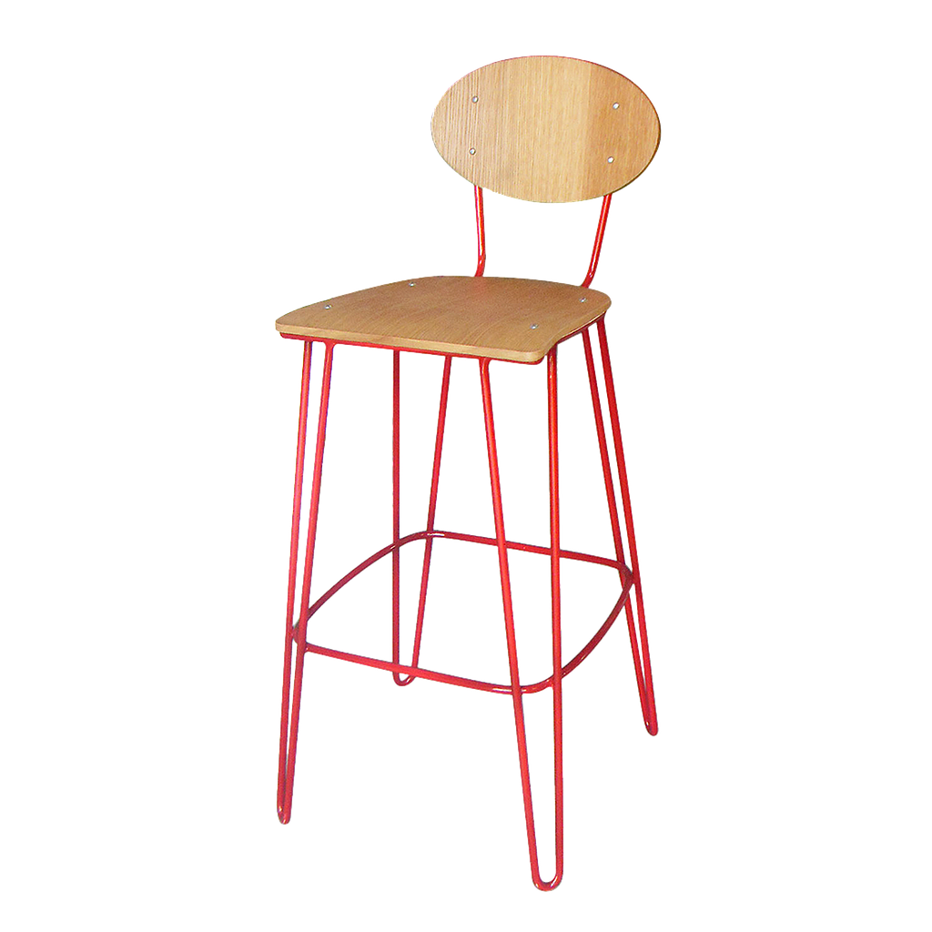 CECIL - Bar chair H102 - Chinese red and Natural oak