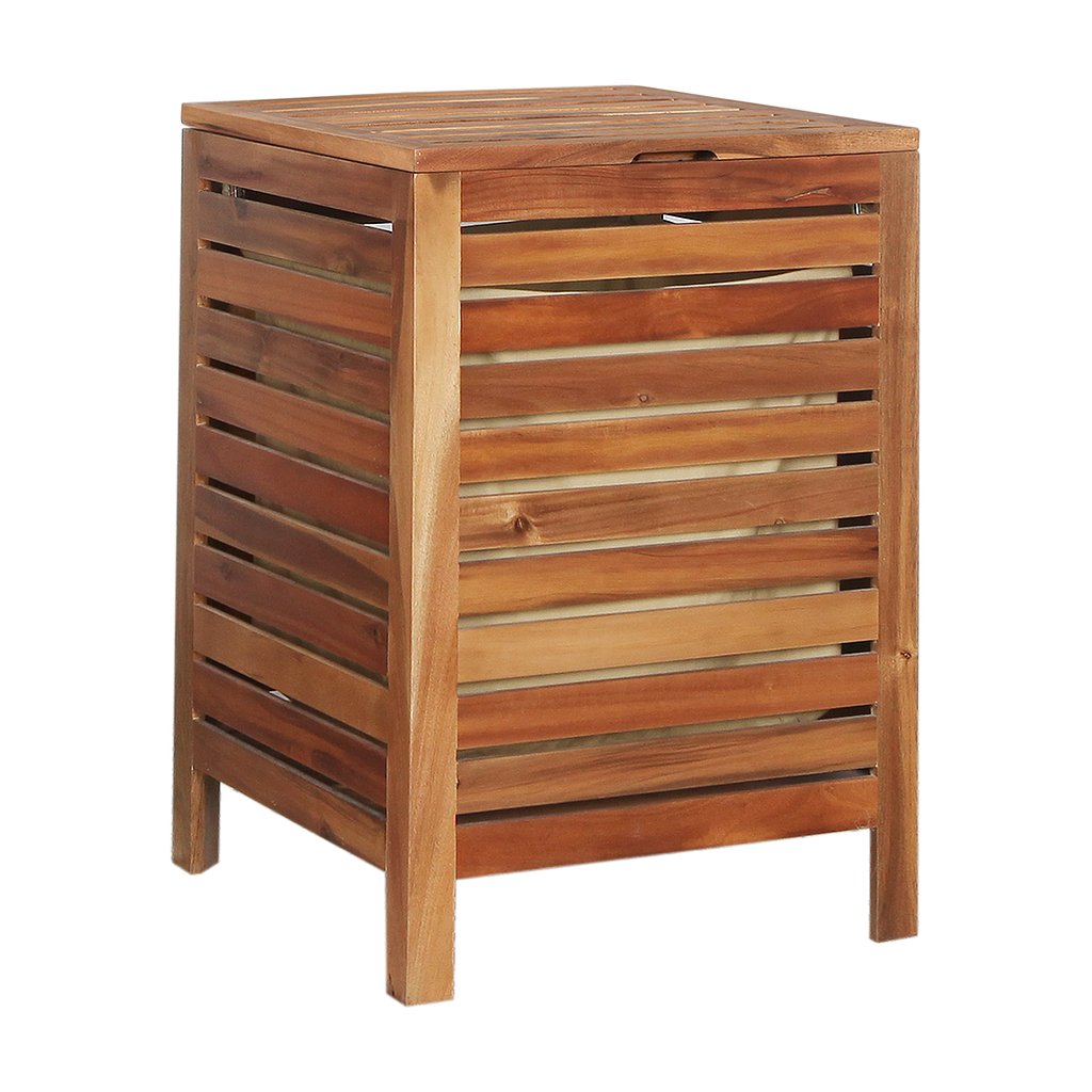 DECK - Laundry basket L45 x H65 - Natural acacia and Cream canvas bag