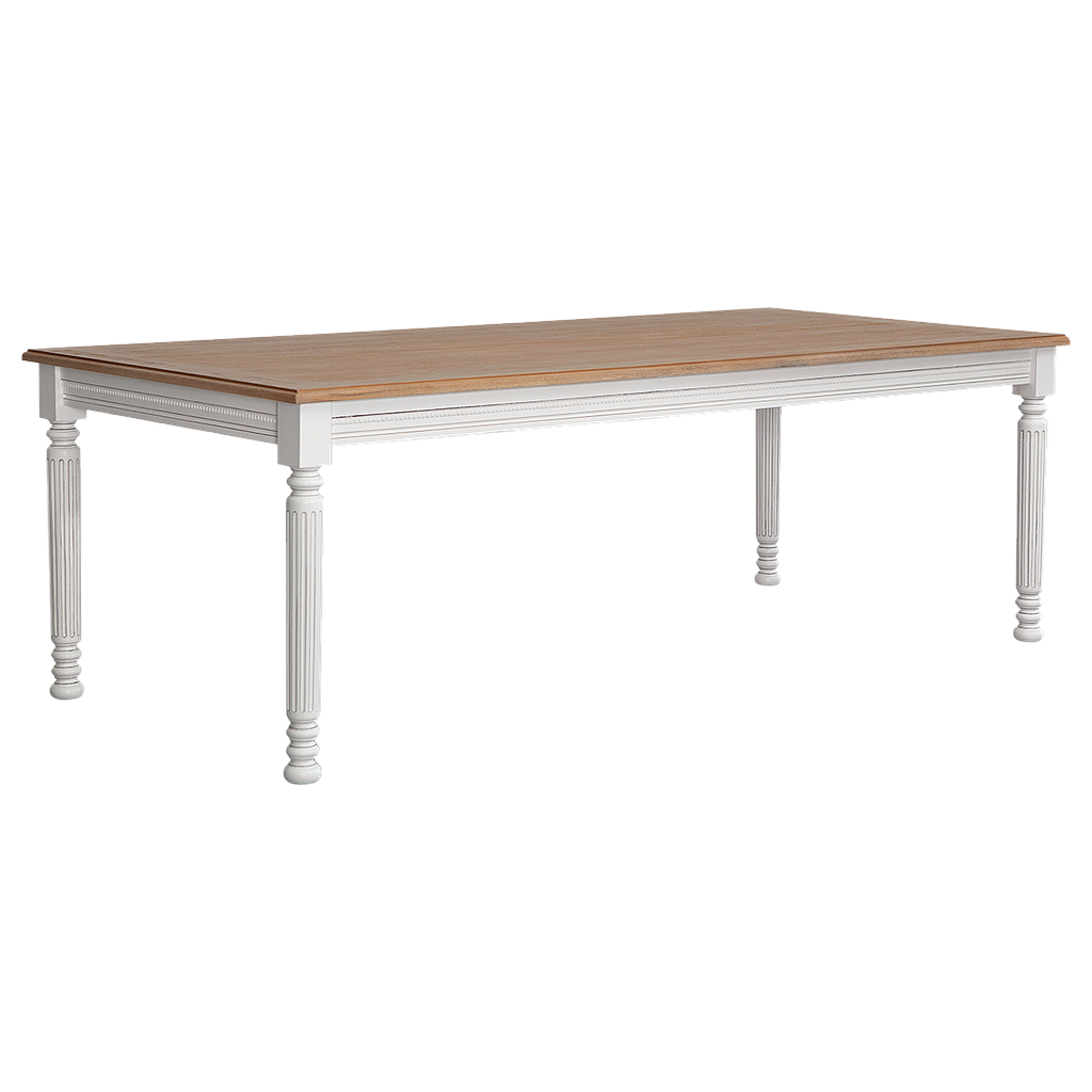 ORLEANS - Dining table L220 x W100 - Brocante white and Toffee