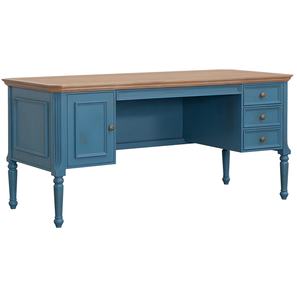 LISANDRO - Desk L160 x W70 - Shabby stone blue and Toffee