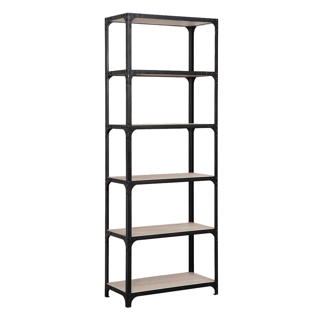 MANHATTAN - Shelf L75 x H204 - Matt black and Whitened acacia