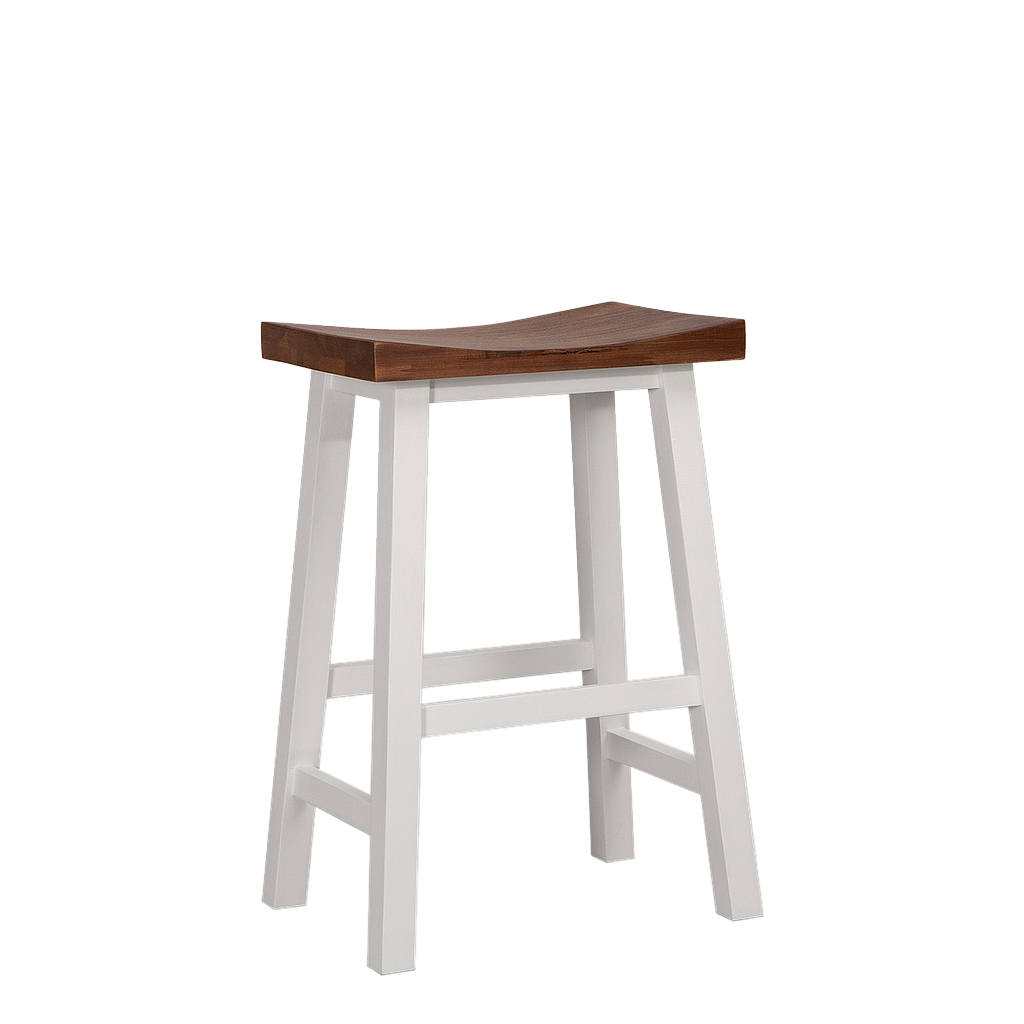 WALDAU - Wooden stool H60 - Brushed white and Washed antic