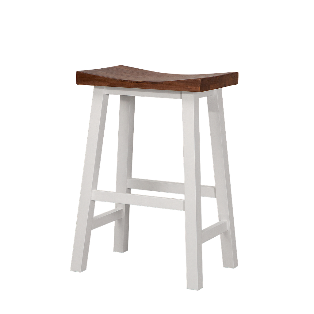 WALDAU - Wooden stool H60 - Brushed white and Washed antic