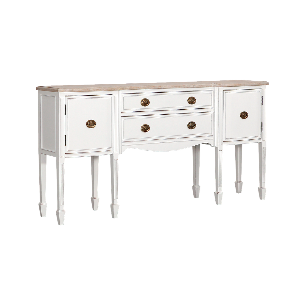 ELODIE - Console table L162 - Brocante white and Whitened acacia