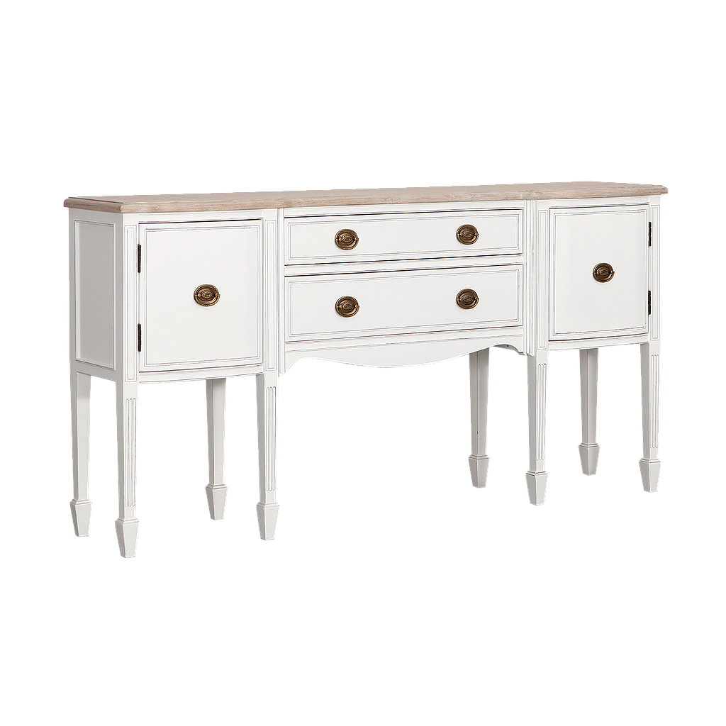 ELODIE - Console table L162 - Brocante white and Whitened acacia