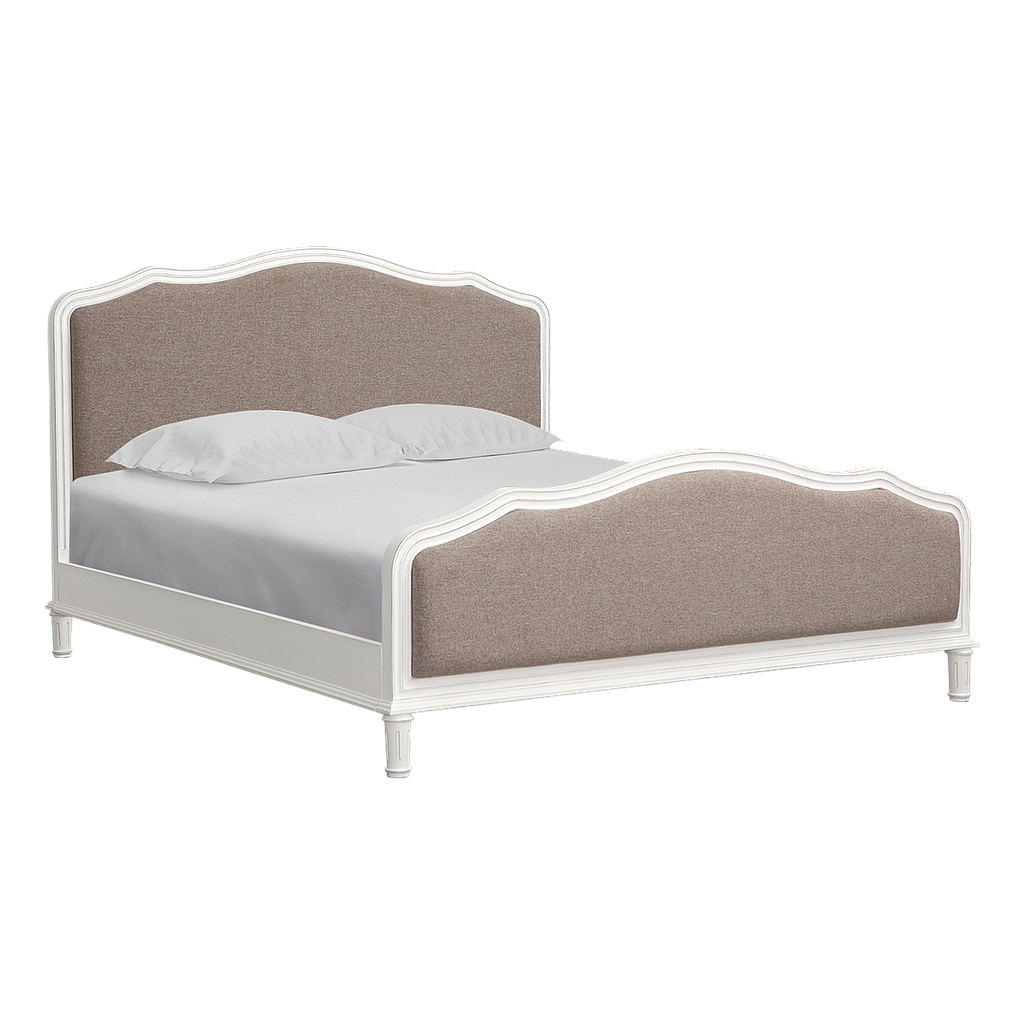 MAJYA - King size bed 180x200 - Brocante white and Grey