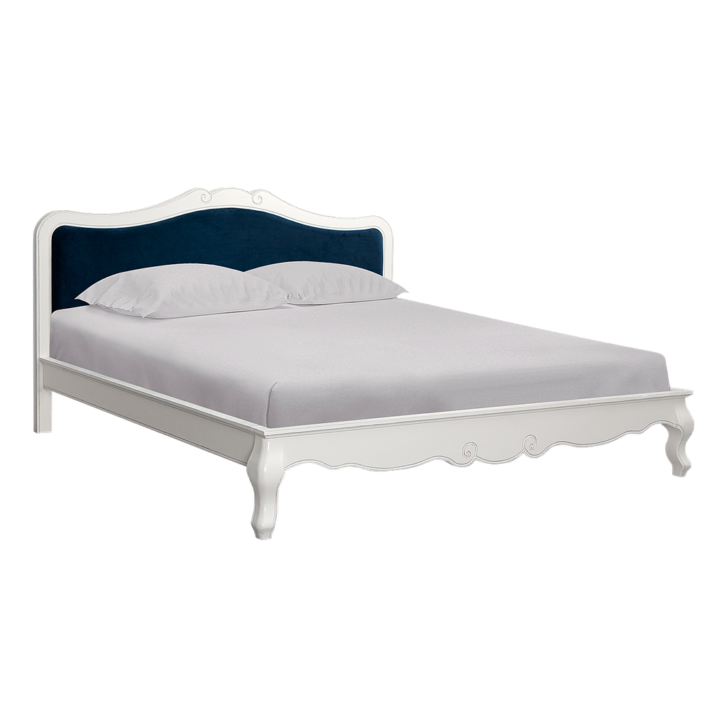 FLORIE - King size bed 180x200 - Brocante white and Dark blue