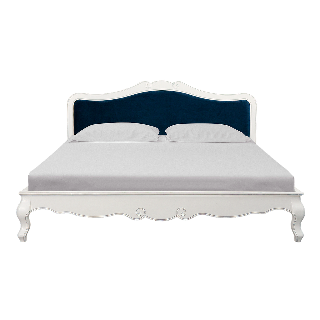 FLORIE - King size bed 180x200 - Brocante white and Dark blue