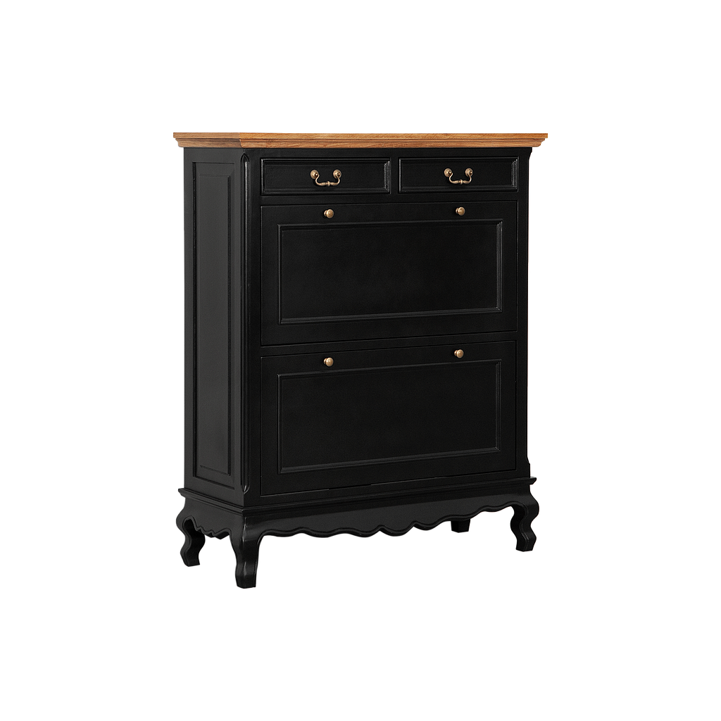 ALEXIA - Shoe cabinet L100 x H120 - Black and Natural oak