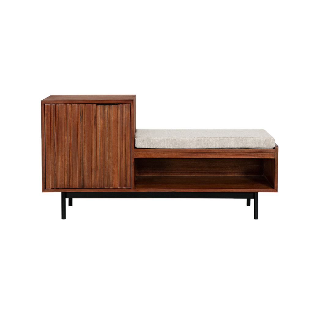 MATTEO - Hallway bench L110 - Washed antic and Matt black