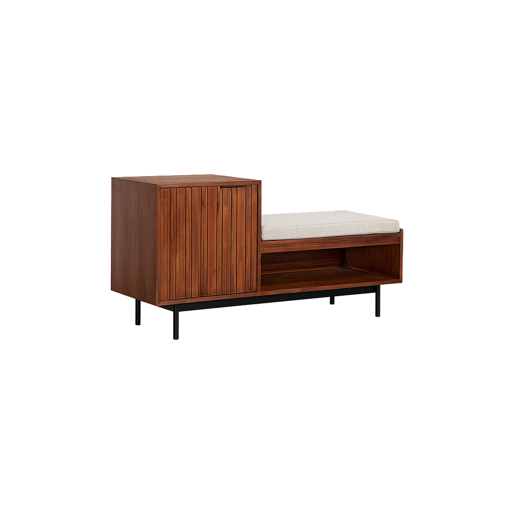 MATTEO - Hallway bench L110 - Washed antic and Matt black