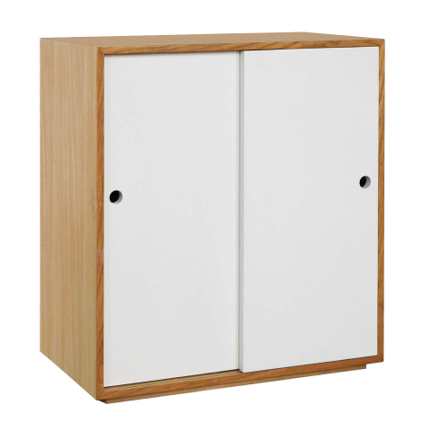 OSLO - Office storage L70 x H79 - Natural oak and White