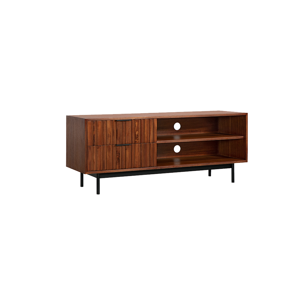 MATTEO - TV stand L120 - Washed antic and Matt black