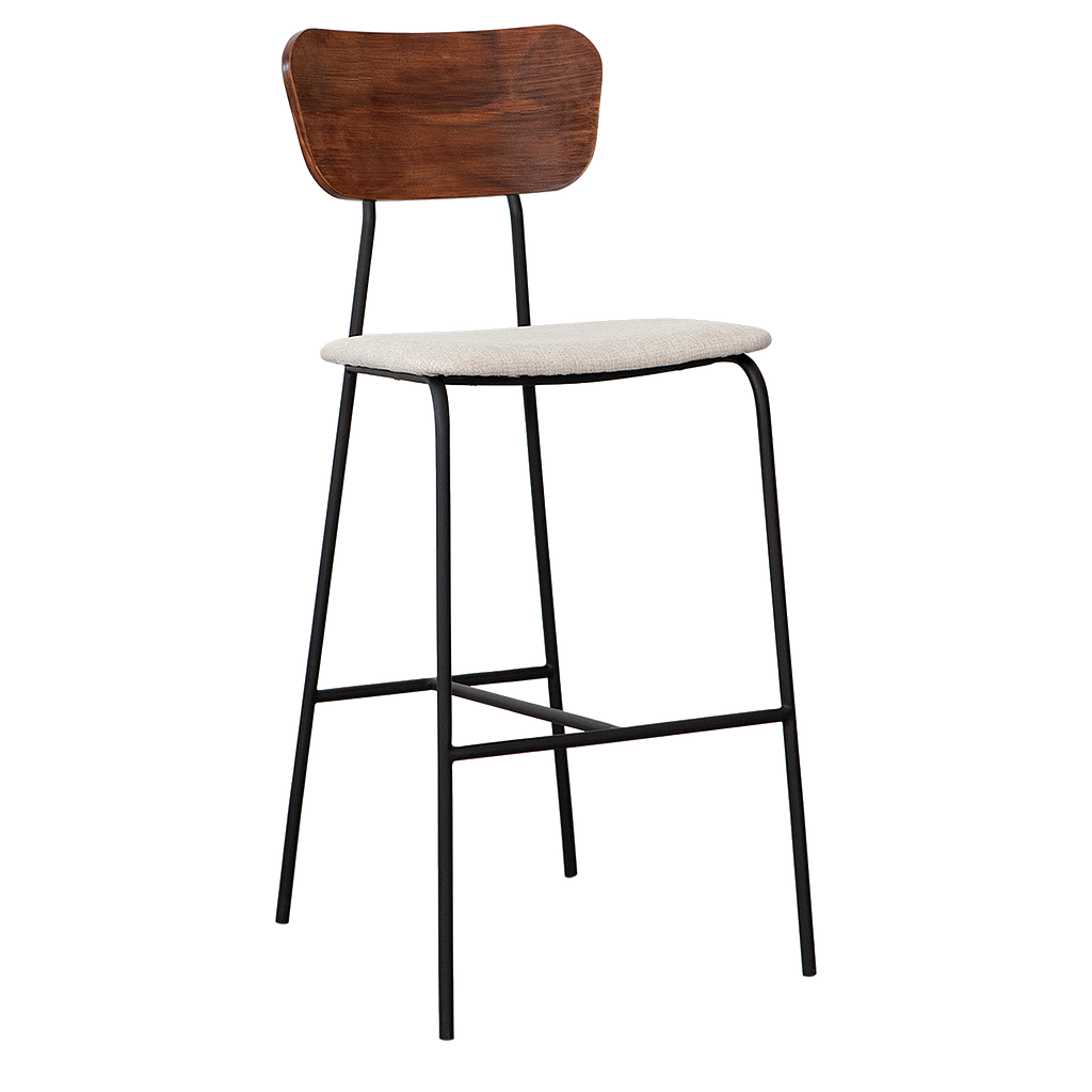 MATTEO - Bar chair - Matt black, Washed antic and Cream cover