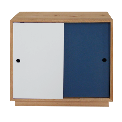 OSLO - Office unit L70 x H65 - Natural oak, White and Navy blue