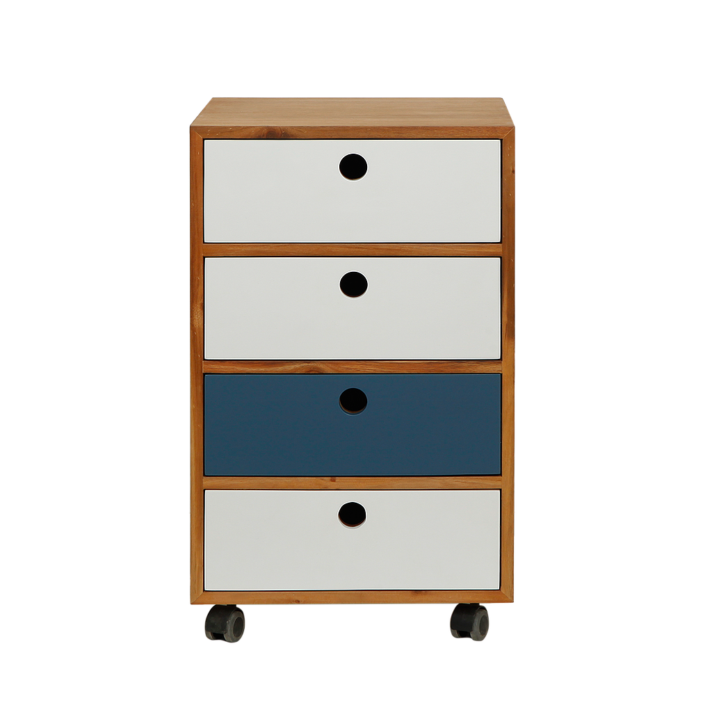 OSLO - Office unit L40 x H65 - Natural oak, White and Navy blue