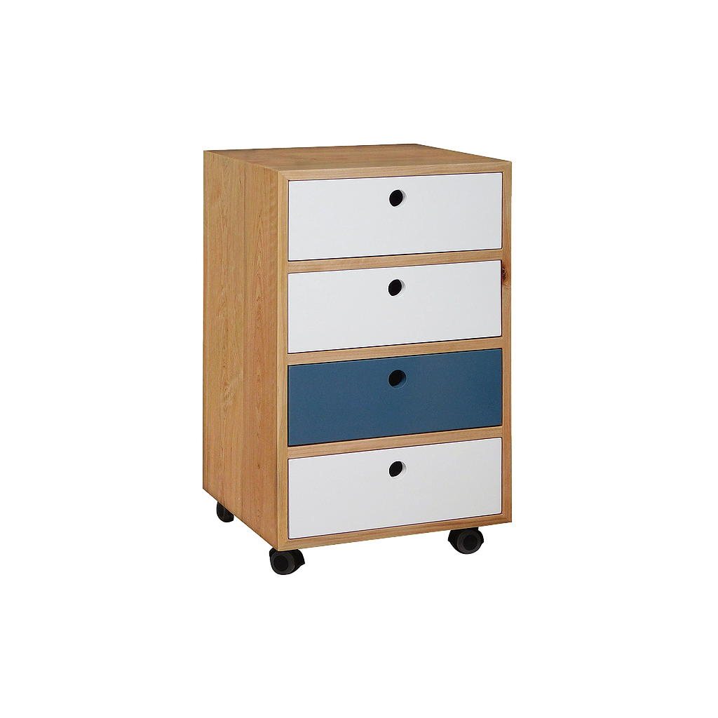 OSLO - Office unit L40 x H65 - Natural oak, White and Navy blue