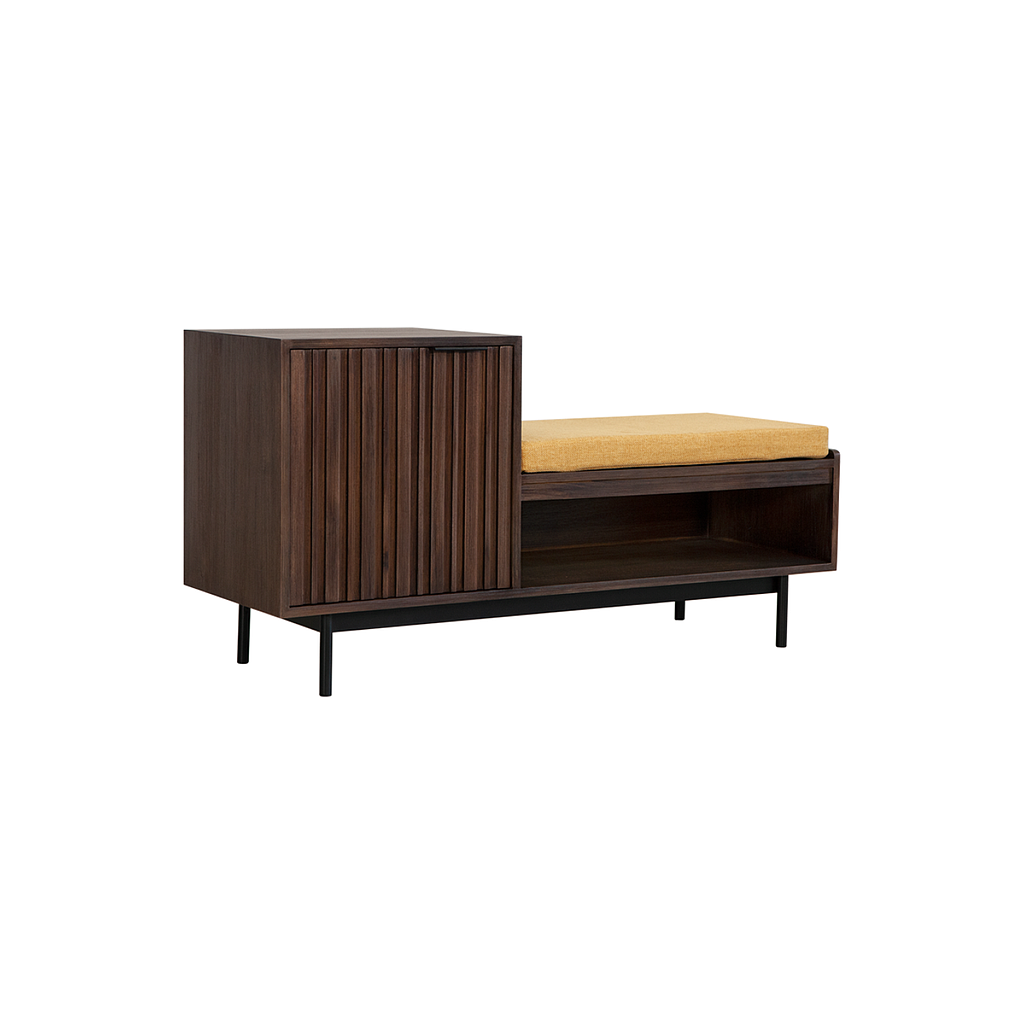 MATTEO - Hallway bench L110 - Mokka, Matt black and Saffron yellow