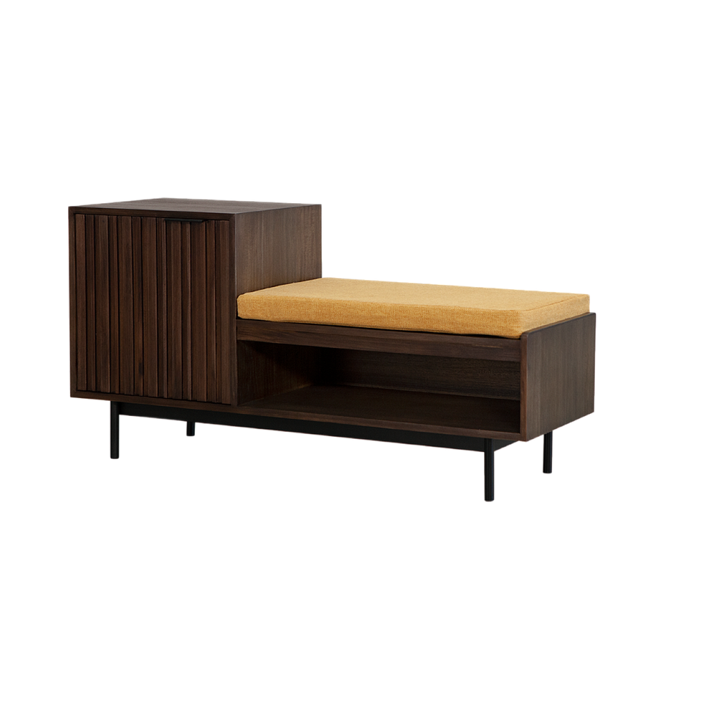 MATTEO - Hallway bench L110 - Mokka, Matt black and Saffron yellow