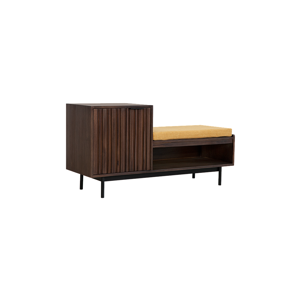 MATTEO - Hallway bench L110 - Mokka, Matt black and Saffron yellow