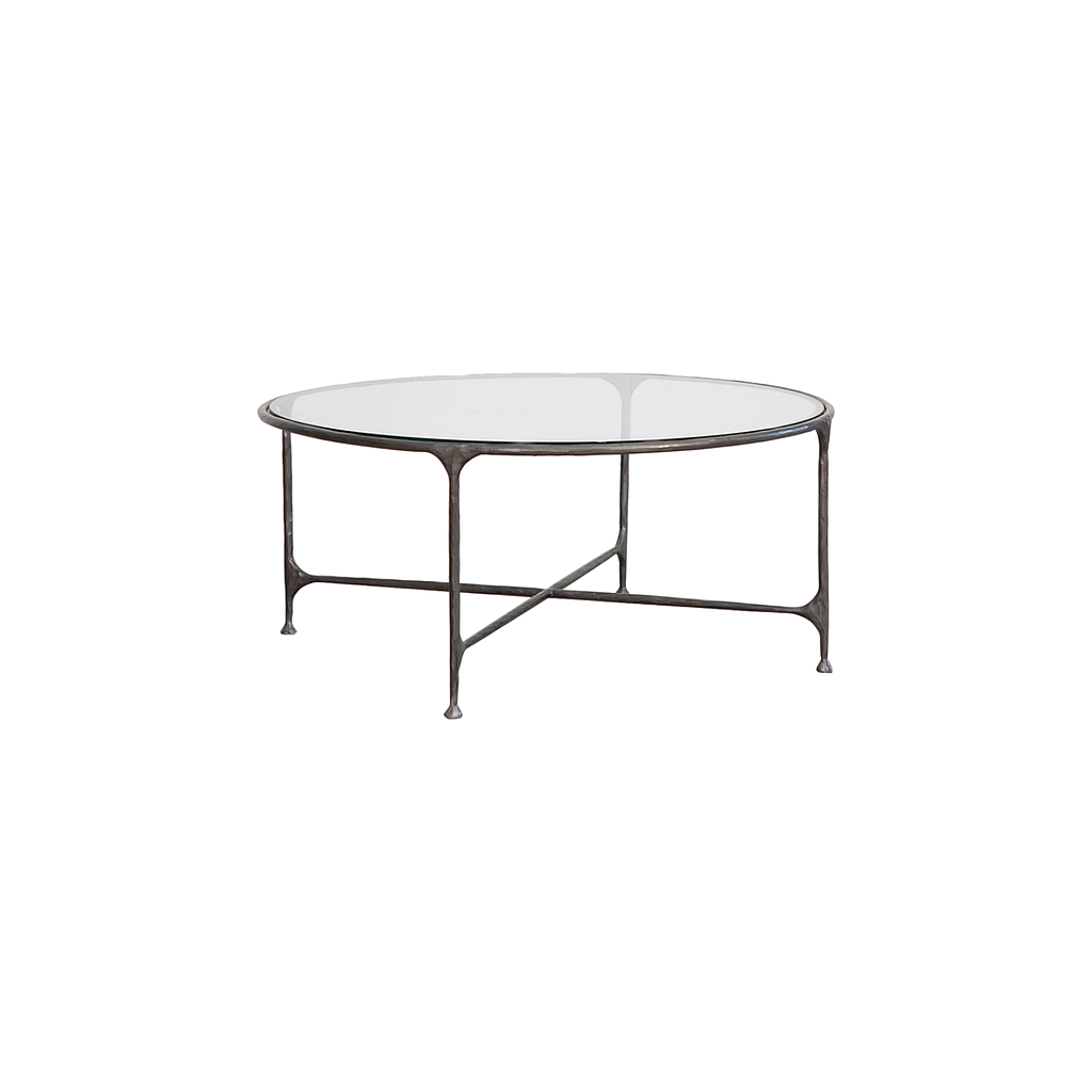 ASTHESIO - Hand-hammered metal coffee table Diam.90 - Aged silver
