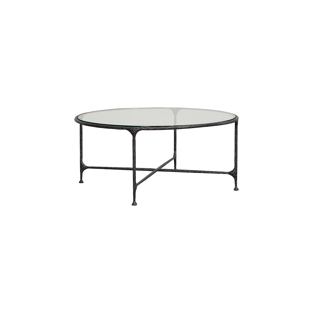ASTHESIO - Hand-hammered metal coffee table Diam.90 - Aged anthracite