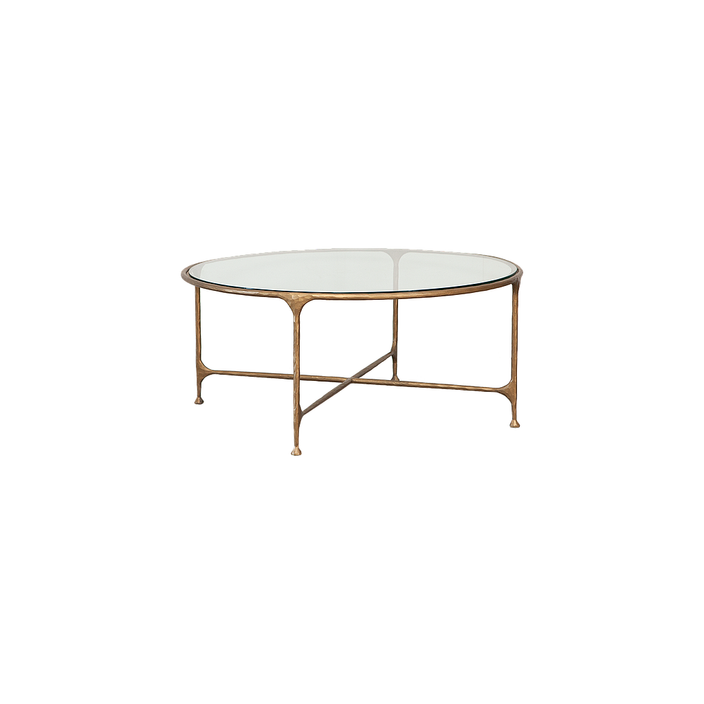 ASTHESIO -  Hand-hammered metal coffee table Diam.90 - Aged brass