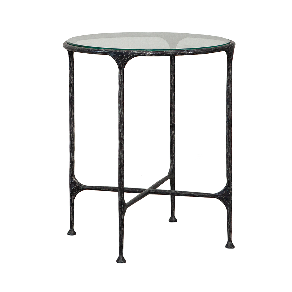 ASTHESIO -  Hand-hammered metal side table Diam.50 x H65 - Aged anthracite