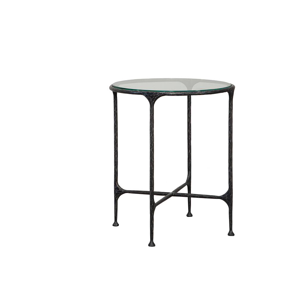 ASTHESIO -  Hand-hammered metal side table Diam.50 x H65 - Aged anthracite