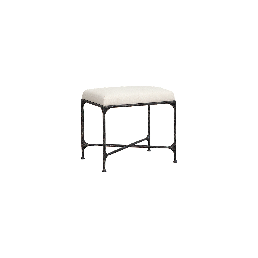 ASTHESIO -  Hand-hammered metal stool H45 - Aged anthracite and Cream cover seat