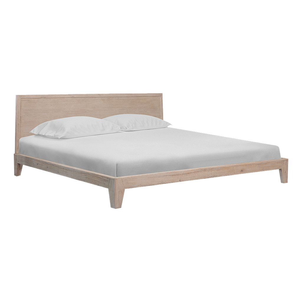 KELSEY - Super king size bed (Mattress 200x200) - Whitened acacia
