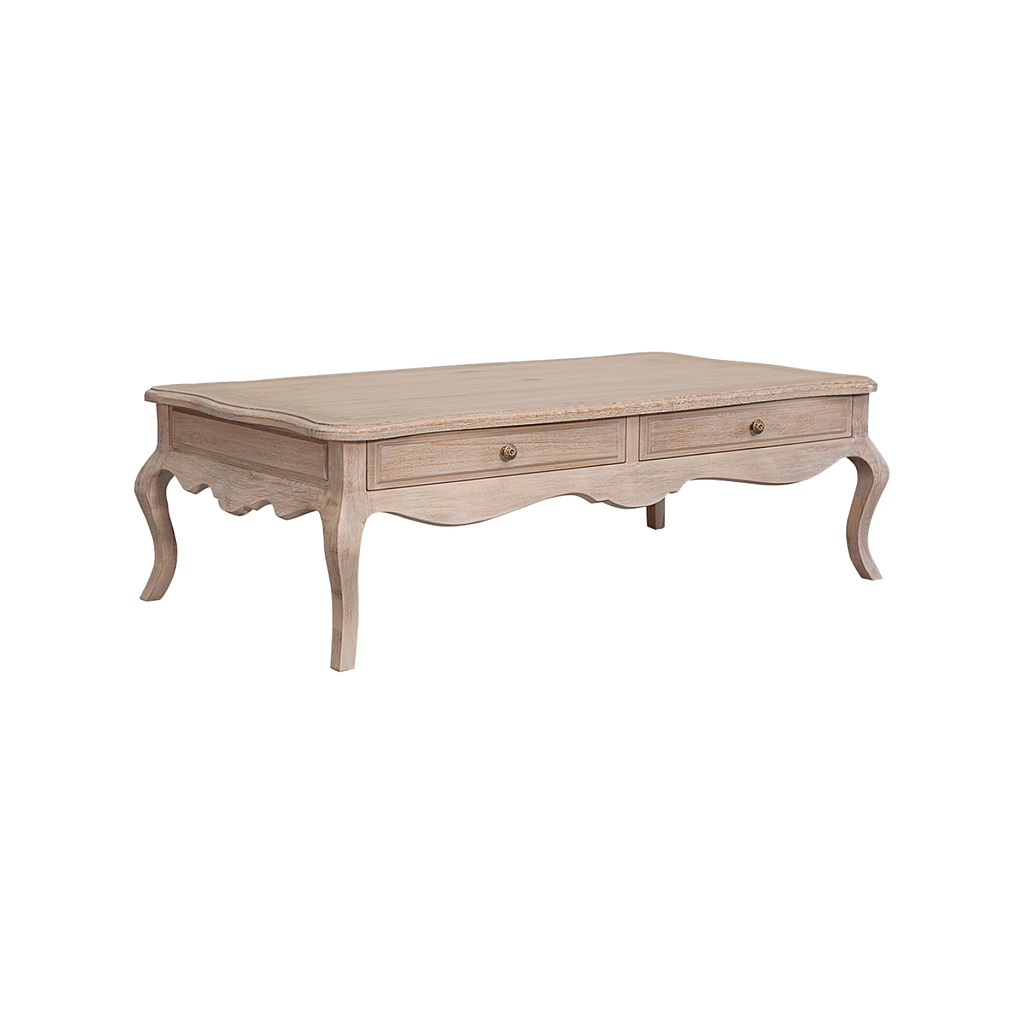 ELODIE - Coffee table L130 x H40 - Whitened acacia