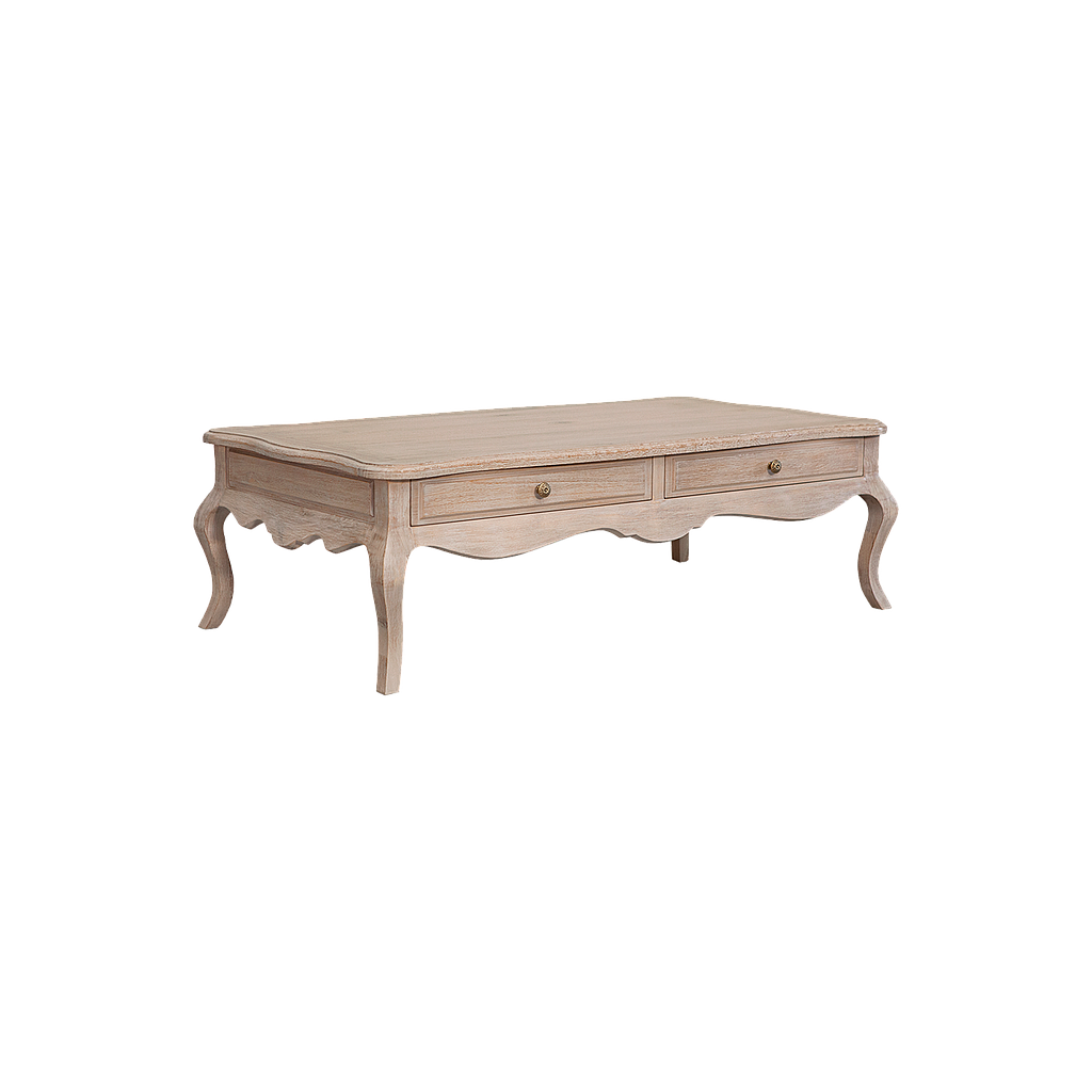 ELODIE - Coffee table L130 x H40 - Whitened acacia