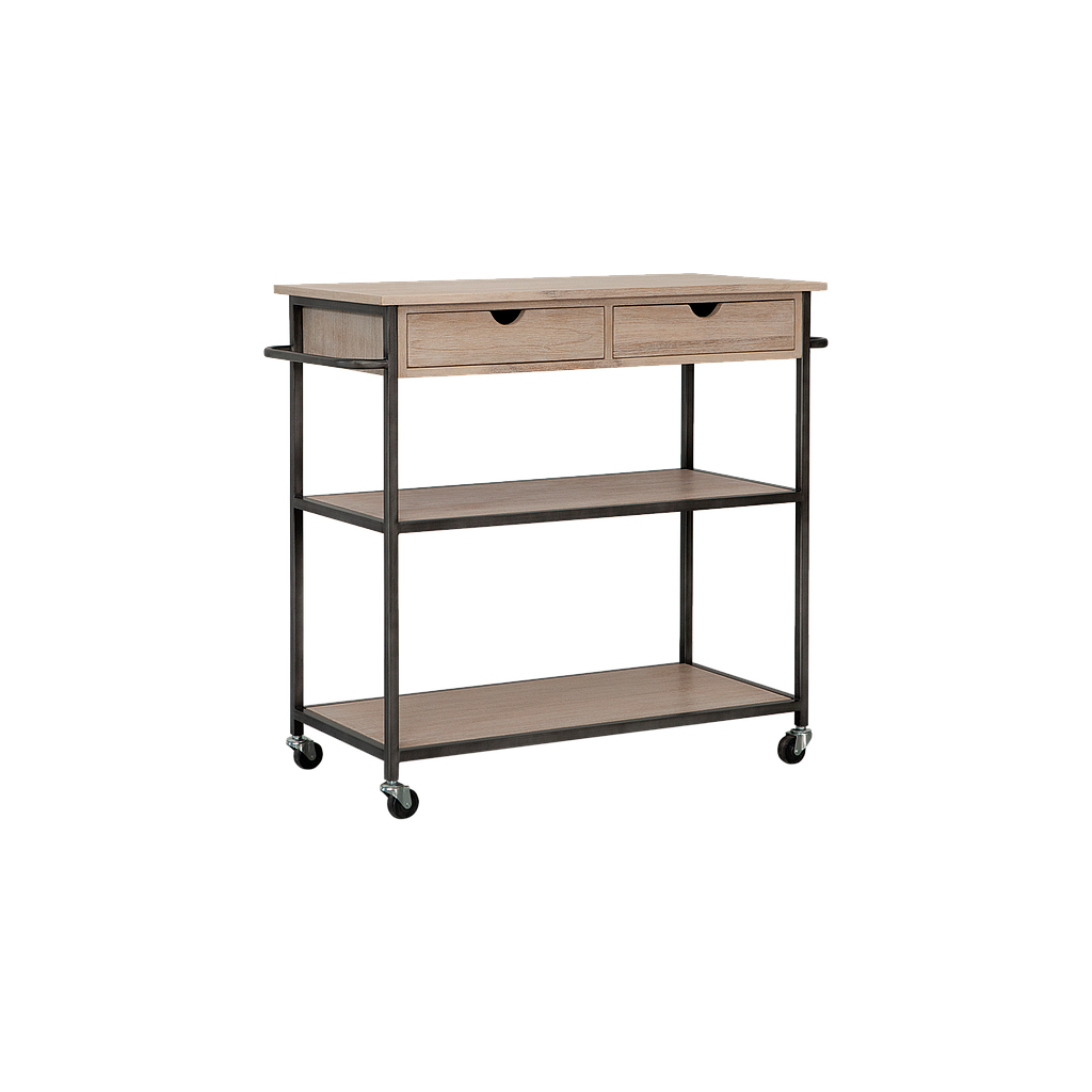 PALMI - Kitchen trolley L100 x H90 - Vintage anthracite and Whitened acacia