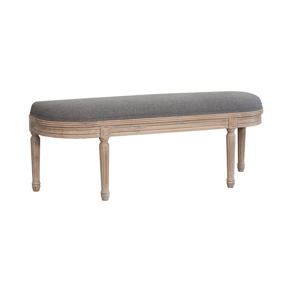 ORLEANS - Bench L125 - Whitened acacia and Dark grey cover