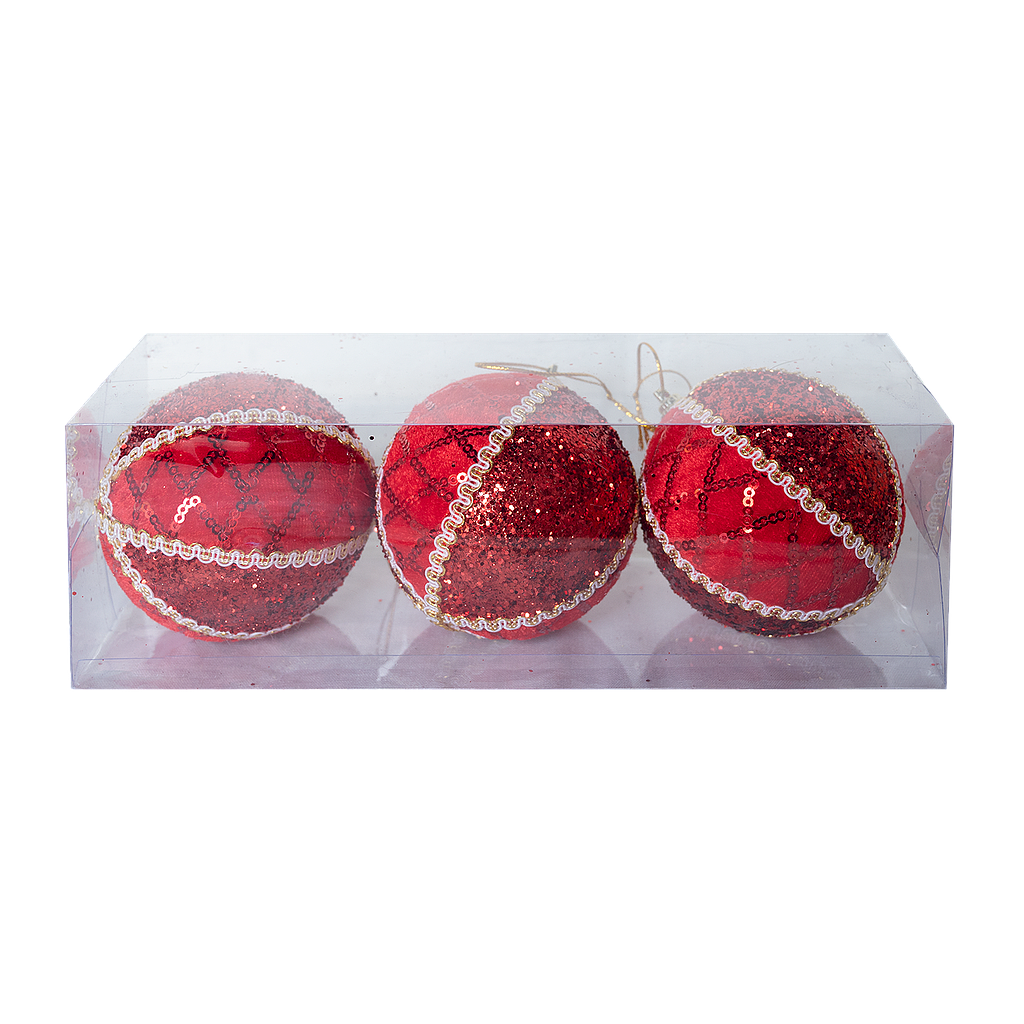 Set of 3 christmas ball ornaments - Mixed designed and Multicolor