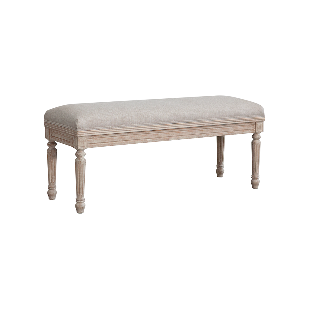 ORLEANS - Bench L110 - Whitened acacia and Beige cover