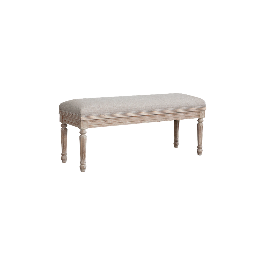 ORLEANS - Bench L110 - Whitened acacia and Beige cover