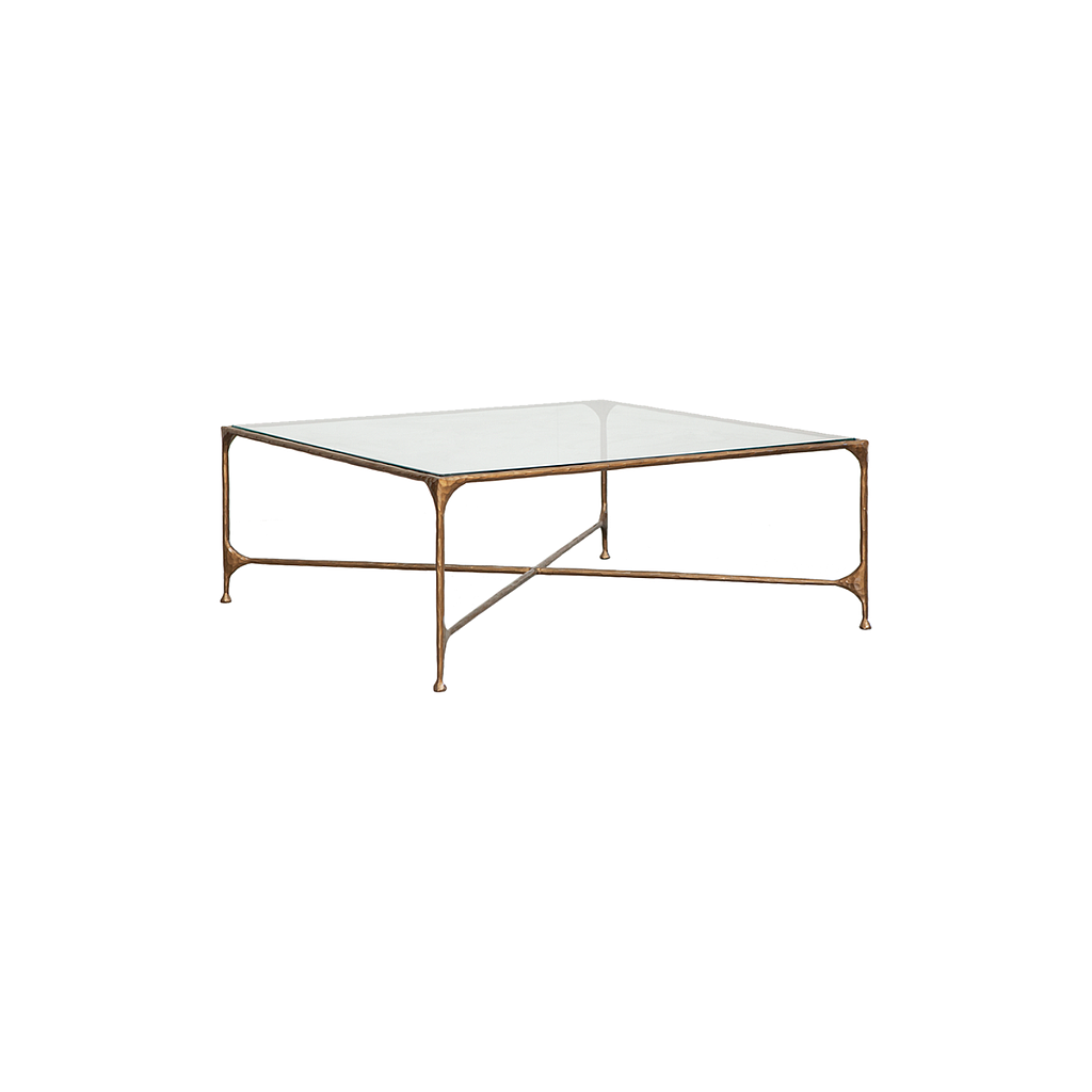 ASTHESIO - Hand-hammered metal coffee table L100 x W100 - Aged brass