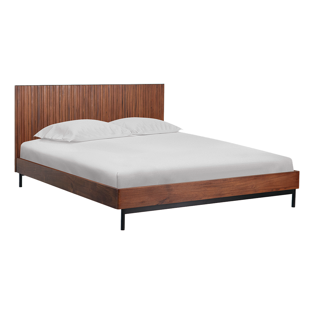 MATTEO - Queen size bed (Mattress 160x200) - Washed antic and Matt black