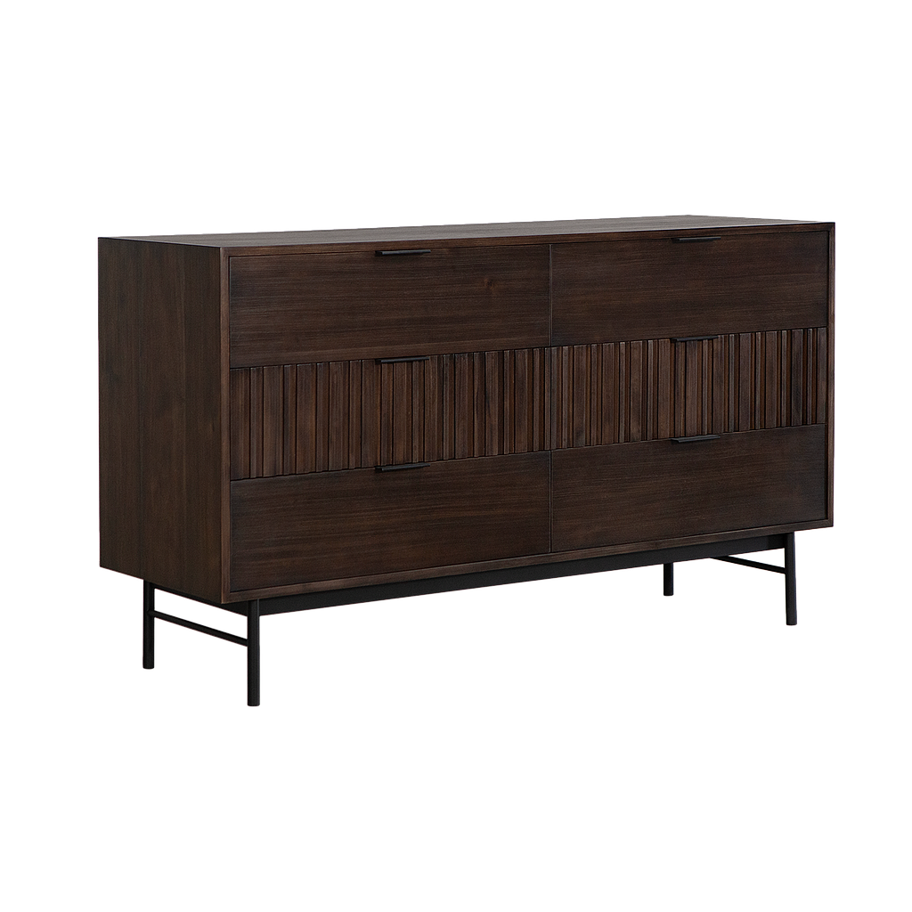 MATTEO - Chest of drawers L136 - Mokka and Matt black